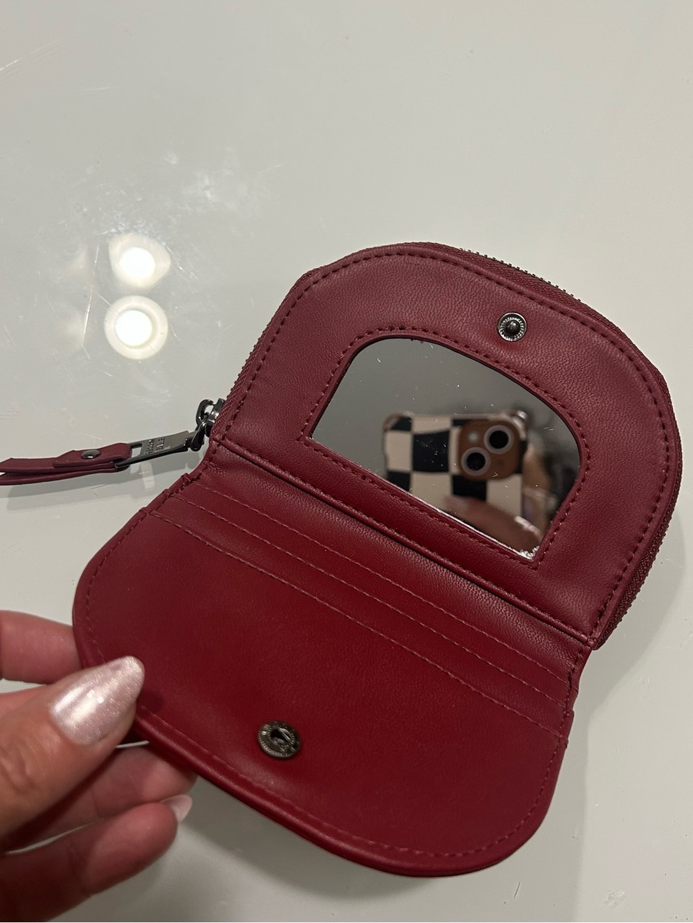 Steve Madden SM Embossed Half-Moon Crossbody Bag in Burgundy - Picture 4 of 9